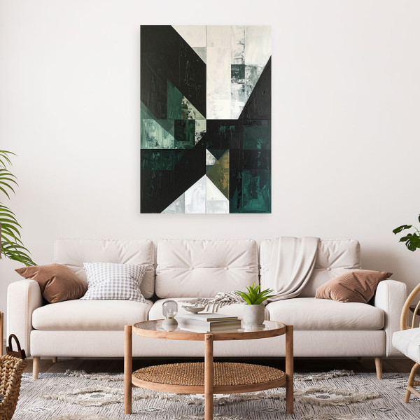 Obraz do salonu sypialni biura loftu, Zielona geometryczna 20x30