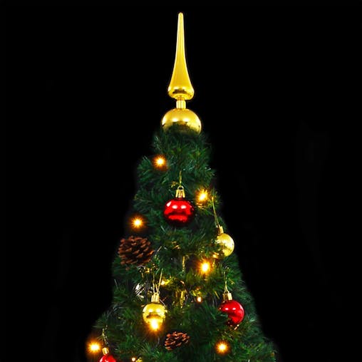NNEVL Artificial Christmas Tree with Baubles and LEDs Green 150 cm