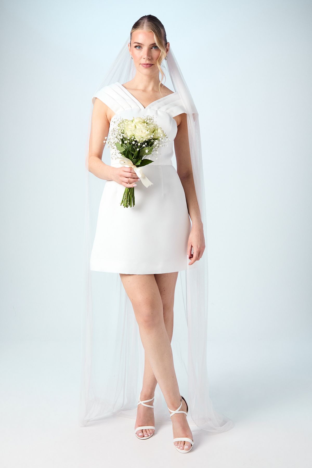 Coast Bardot Satin Bridal Mini Dress