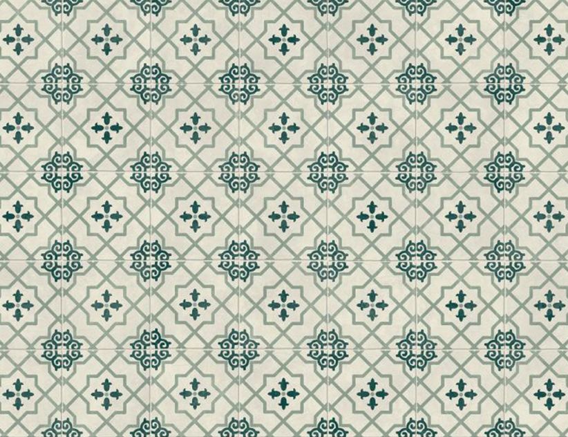 PVC Calypso Tile Blau, Weiß