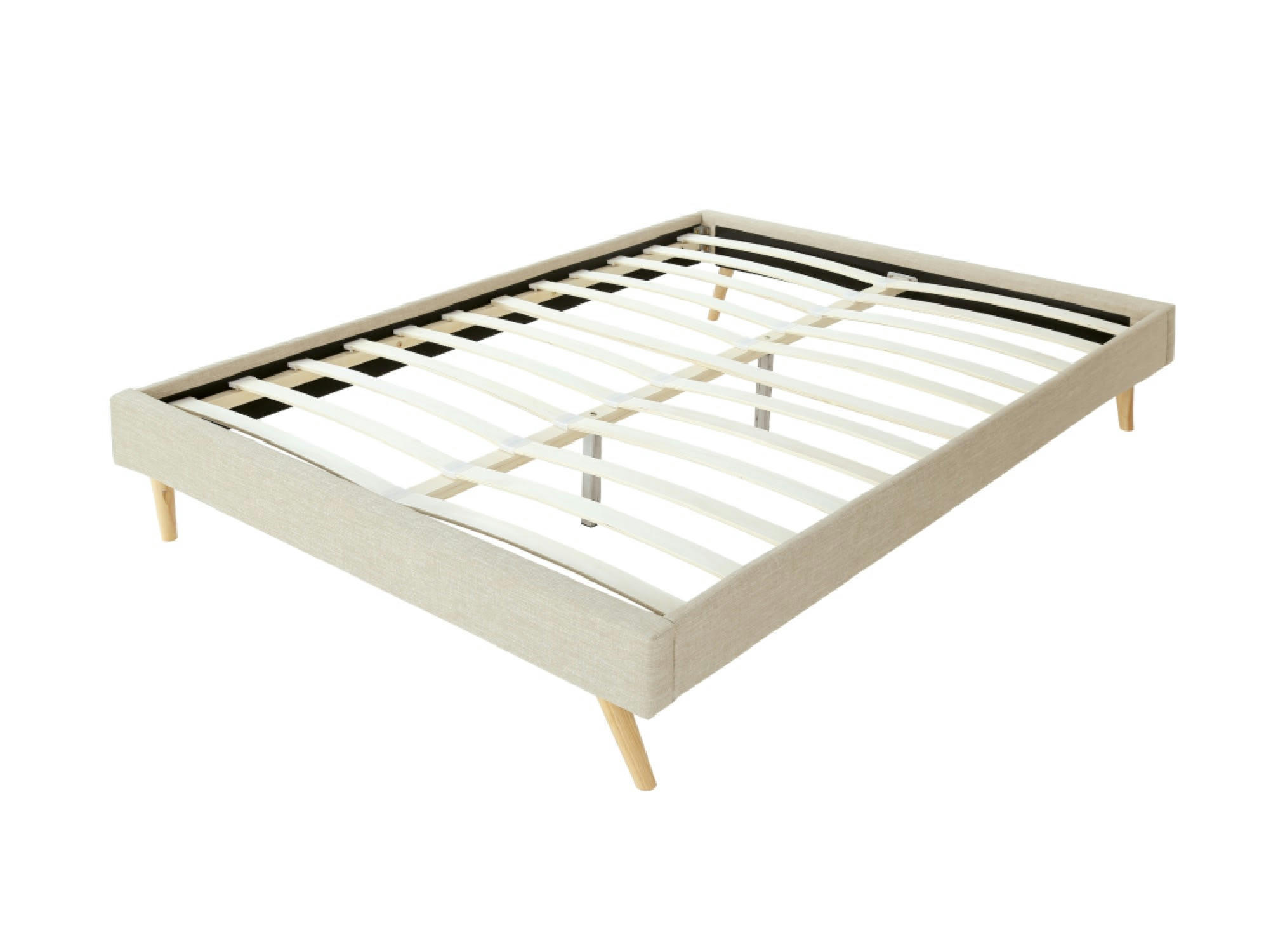 LORA - Cadre de lit avec sommier à lattes - Beige - Largeur 160 cm