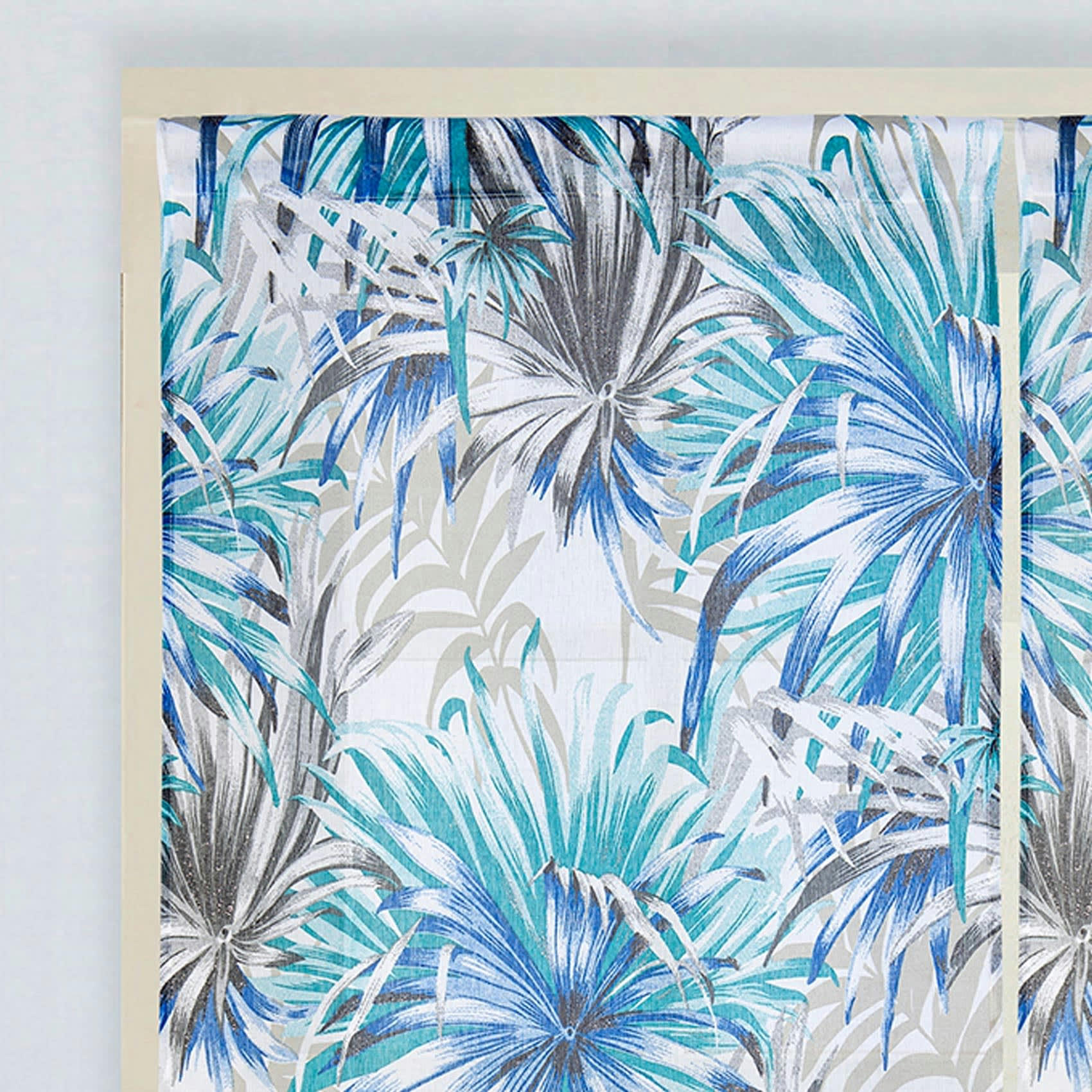 - Paire de vitrages droits au style tropical polyester blanc 60x160 cm