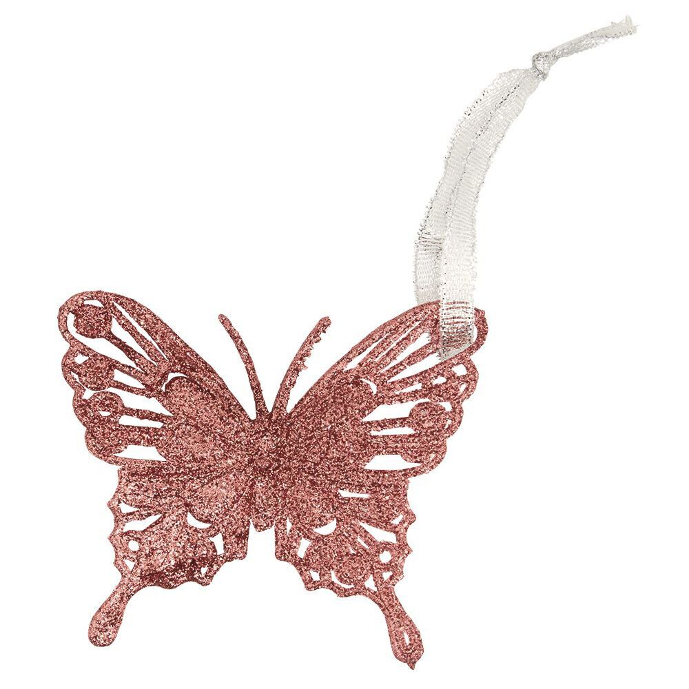 Papillon de No&euml;l pailleté à suspendre 8xH10cm