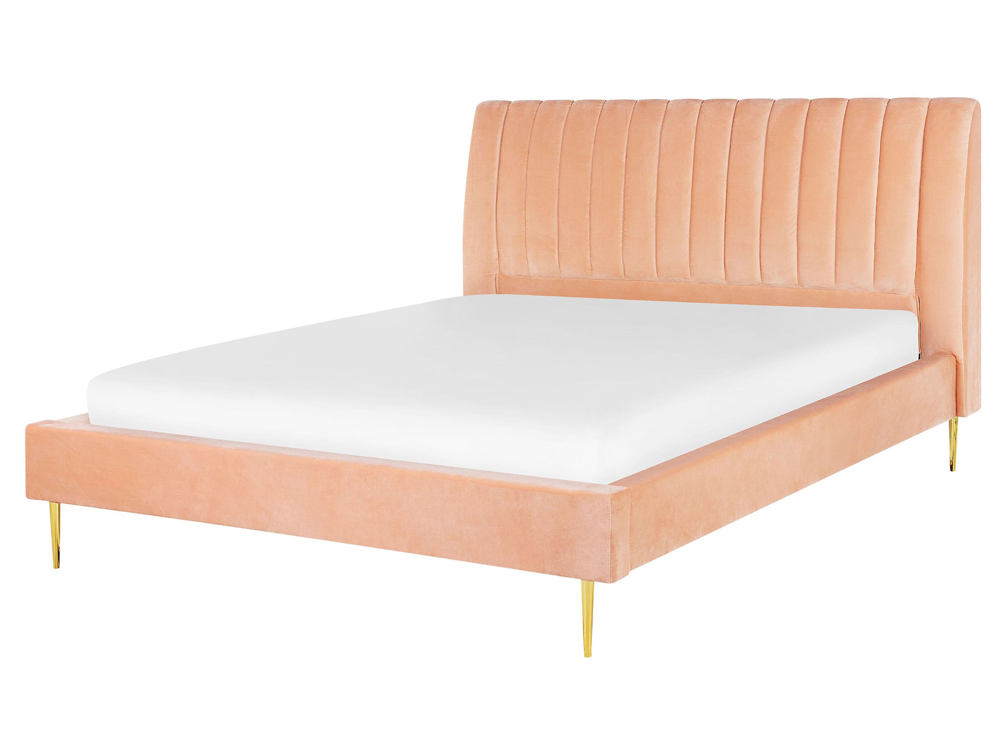 Bed Velvet MARVILLE 140 x 200 cm (EU Double) Peach Pink