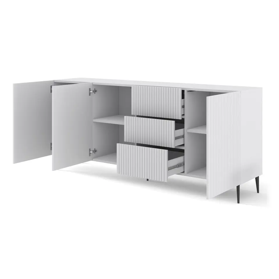 Ravenna B dressoir ladekast 200 3D3S gefreesd MDF folie mat