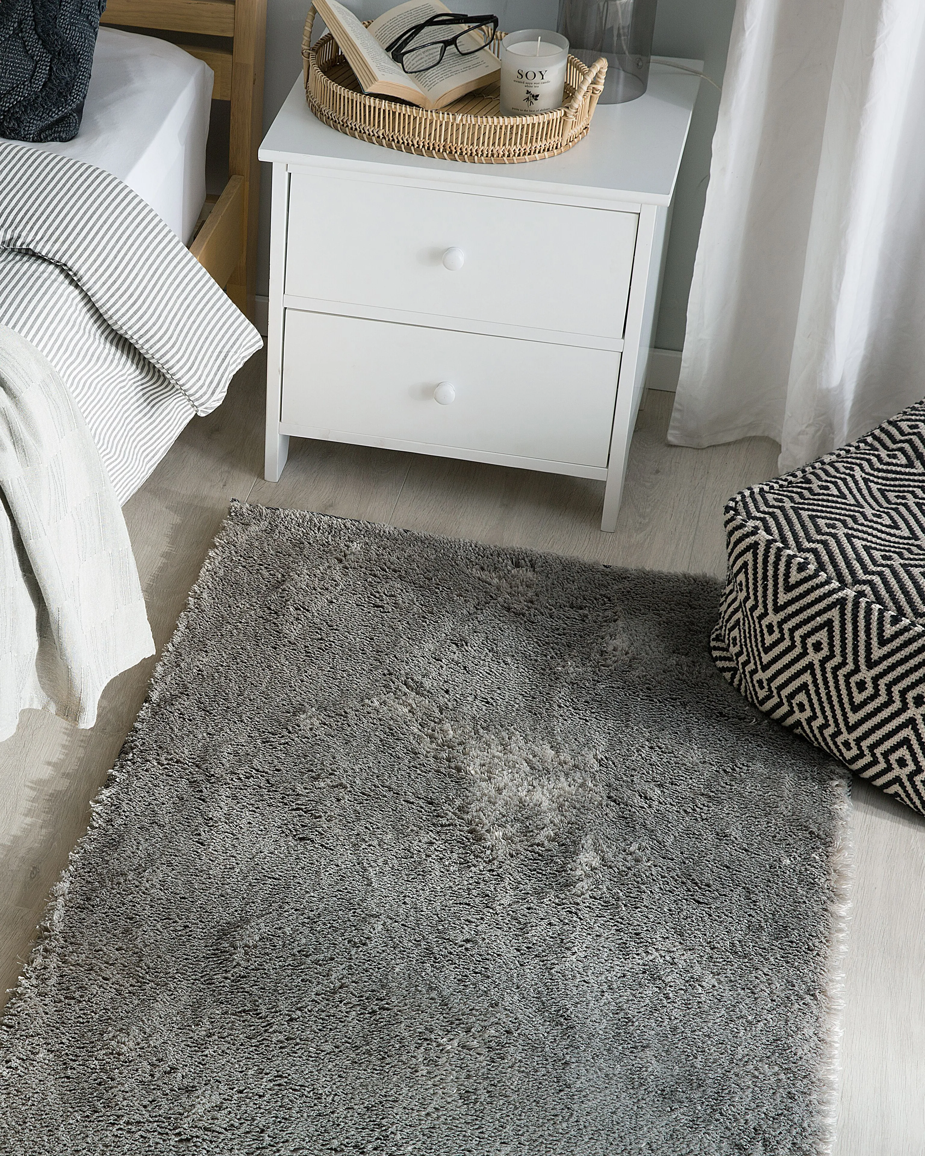 Shaggy Rug EVREN Light Grey 80 x 150 cm