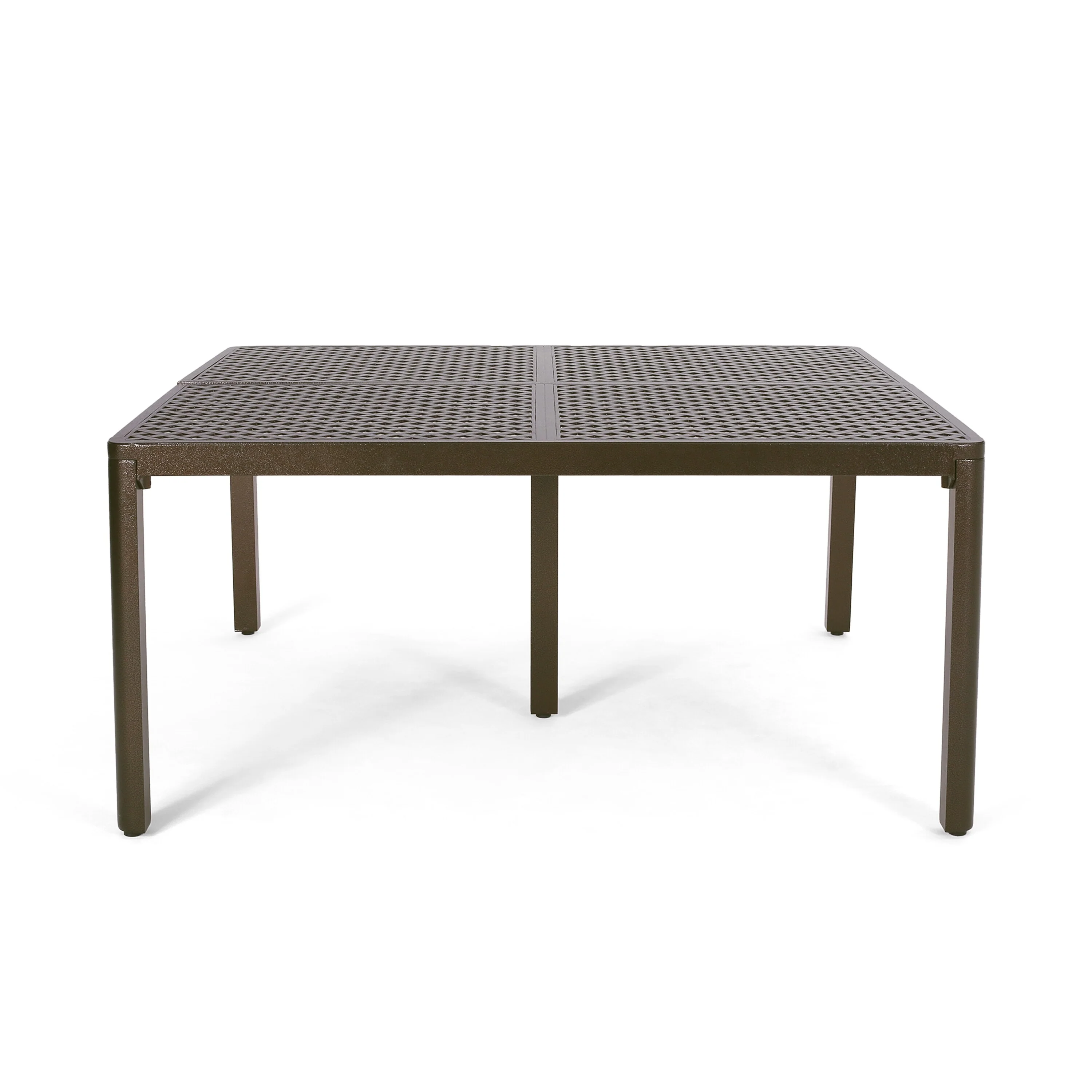 Riley Outdoor Dining Table, Glossy Black Metal Lattice, Square 61 Inch
