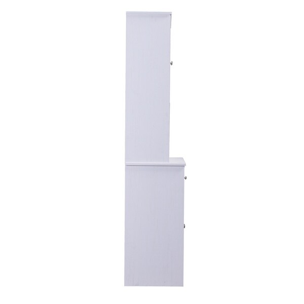 MDF Storage Cabinet with Glass Doors Drawer and Adjustable Shelves