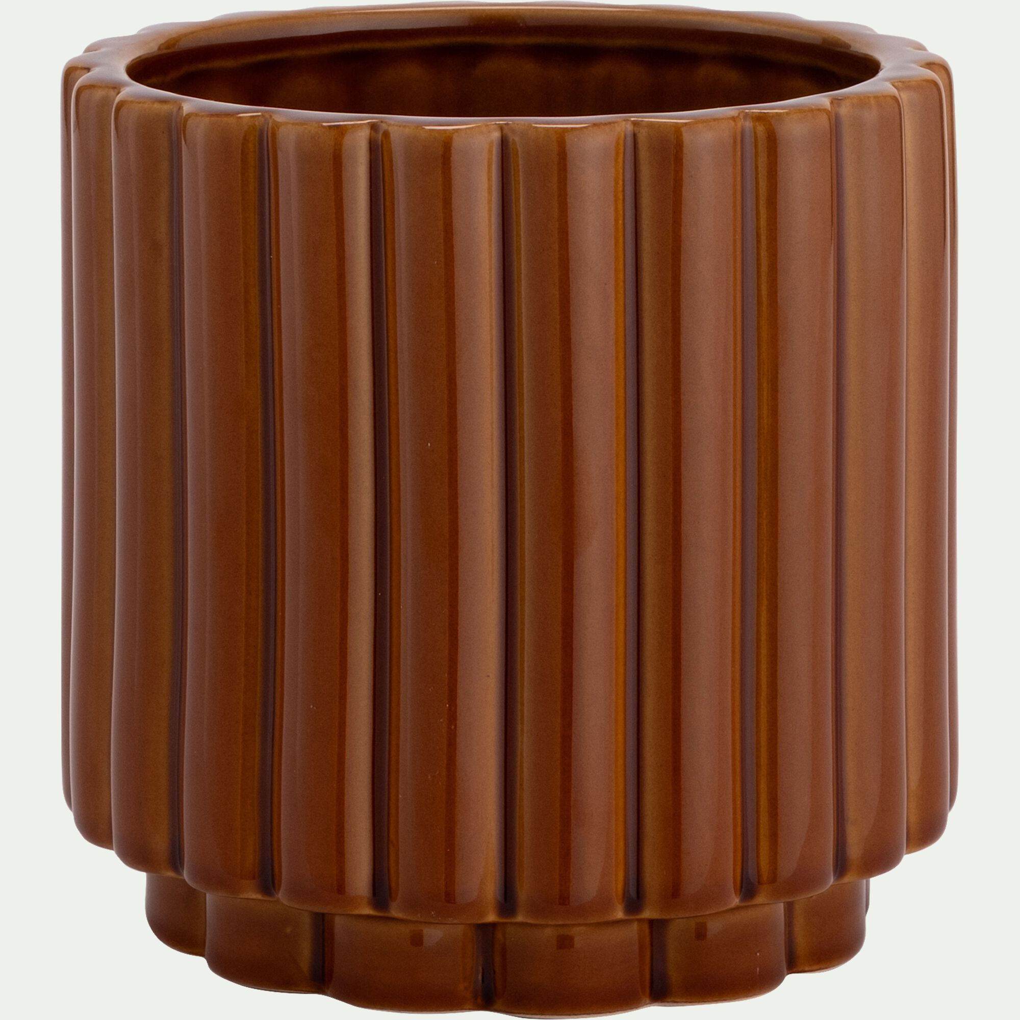 AURELE - Cache-pot en grès D14,7cm - marron