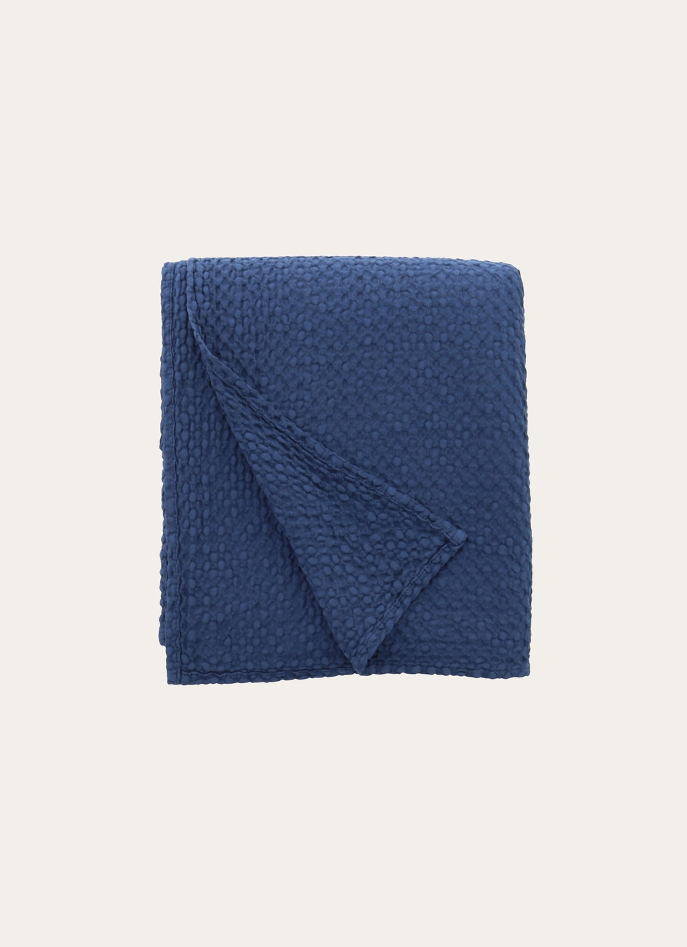 JETÉ DE LIT EN COTON LAVÉ NID D'ABEILLEMARINE
