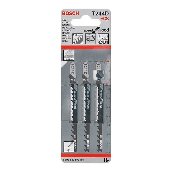 3 lames de scie sauteuse T 244 D Speed for Wood - BOSCH - 2608630879
