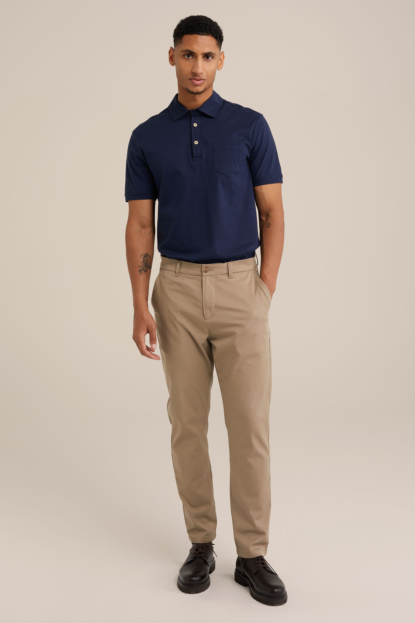Heren Slim fit gem&ecirc;leerde polo