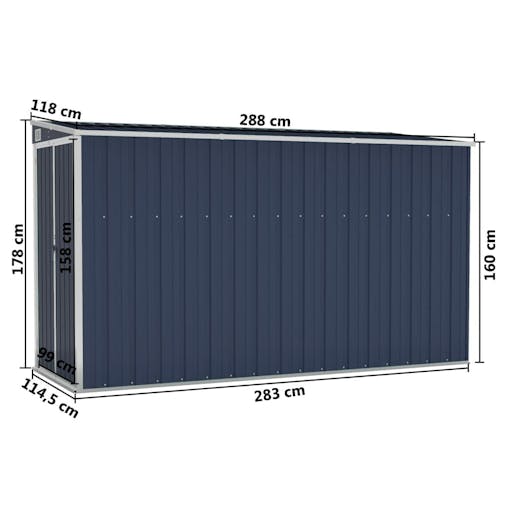 NNEVL Wall-mounted Garden Shed Anthracite 118x288x178 cm Steel