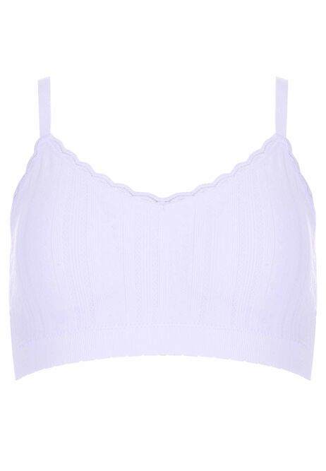 Older Girls White Pointelle Comfort Bra