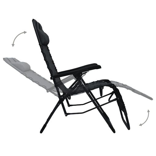 NNEVL Folding Deck Chair Black Textilene