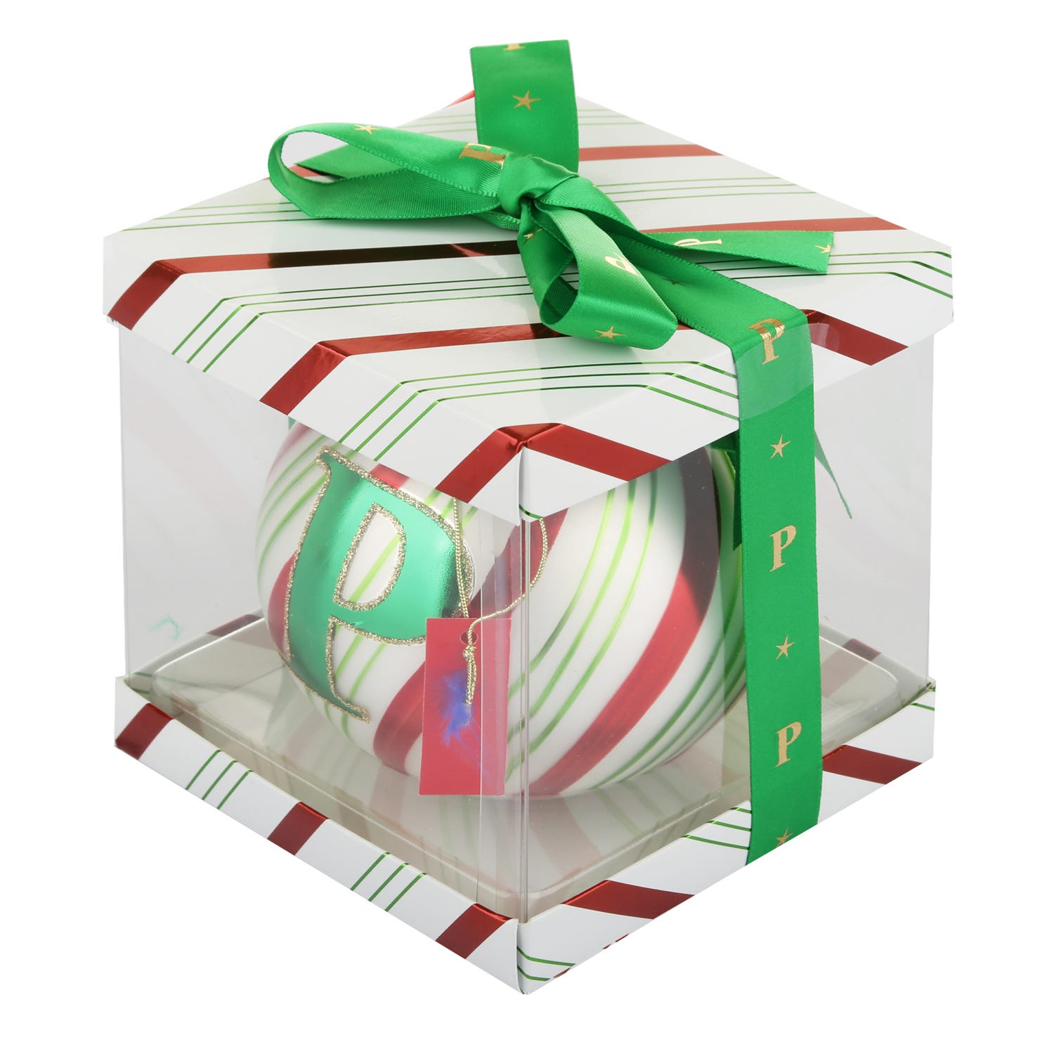 Pallina Natale con lettera P 10 cm Circus verde