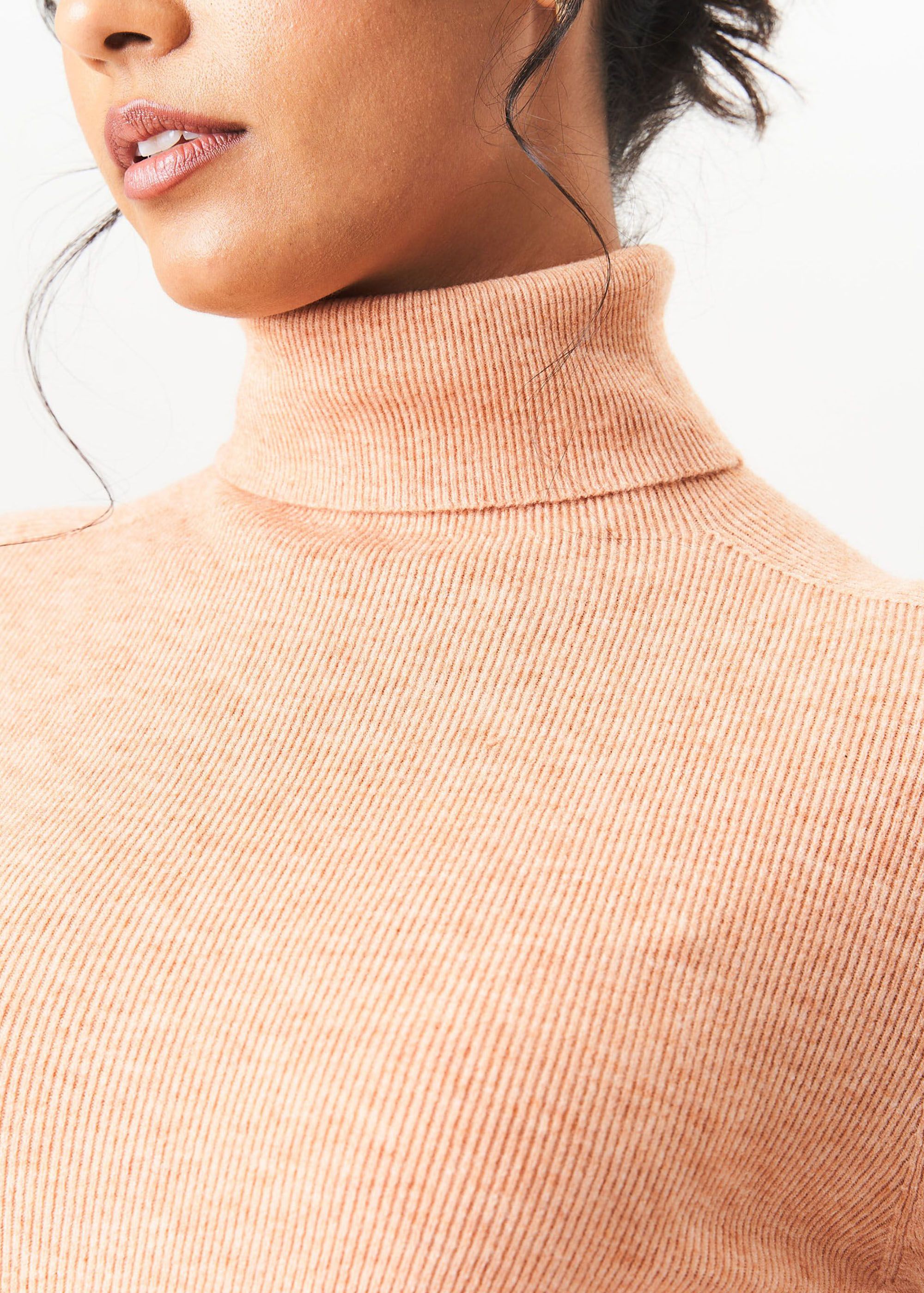 Gini London Mocha High Neck Fine Knit Jumper
