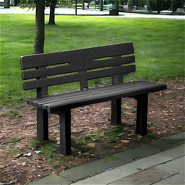 Banc d'extérieur Alim, Banc de jardin Monobloc, Banc d'extérieur, 100% Made in Italy, 110x52h71 cm, Anthracite