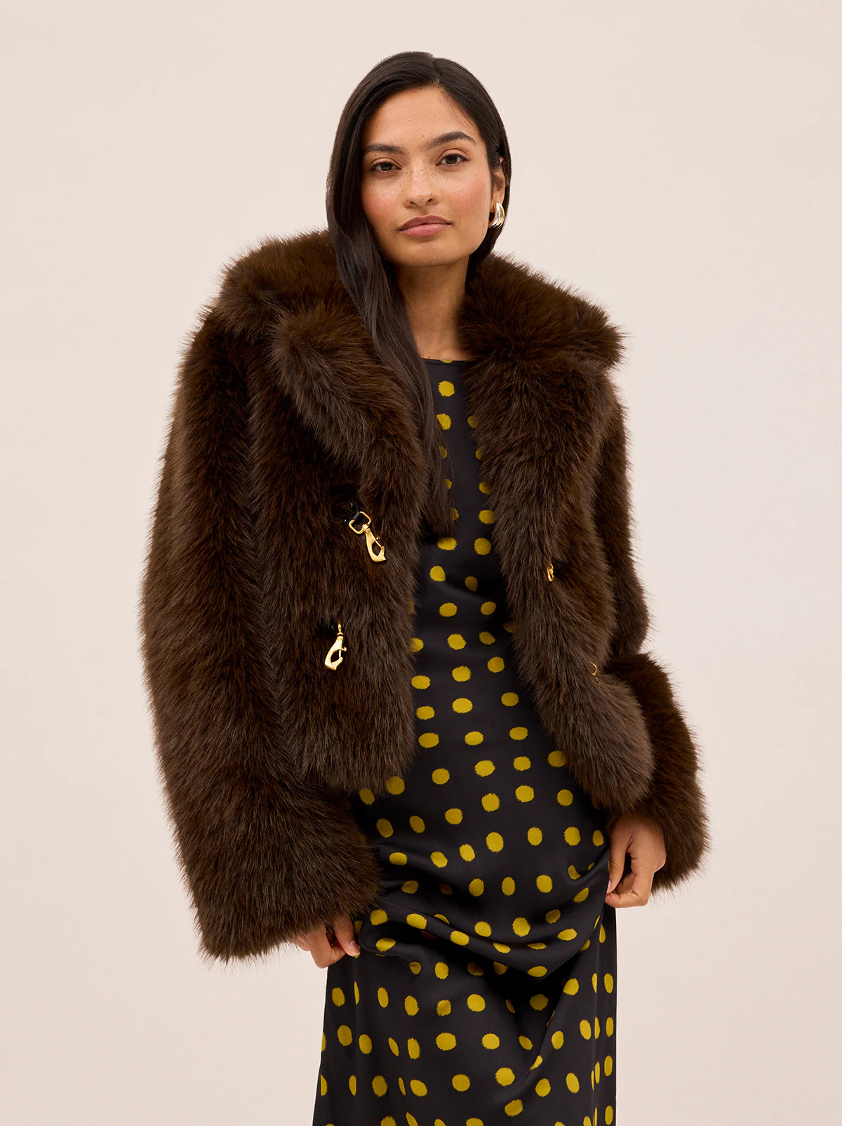 Noor Dark Chocolate Faux Fur Jacket