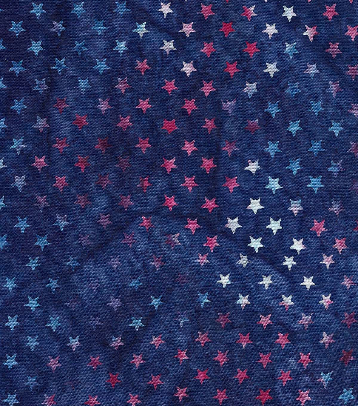 Stars on Navy Patriotic Batik Cotton Fabric