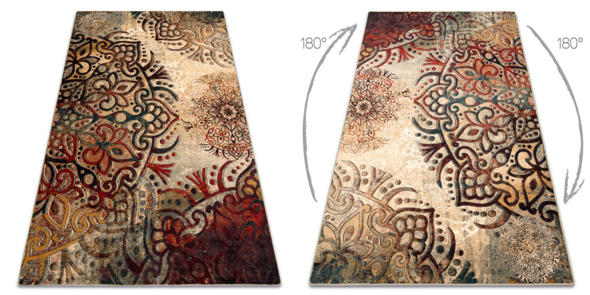 Dywan wełniany POLONIA Boho rozeta czerwony 135x200 cm