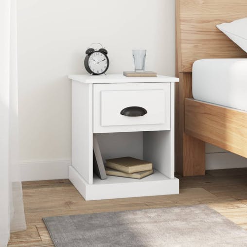 NNEVL Bedside Cabinet White 39x39x47.5 cm Engineered Wood