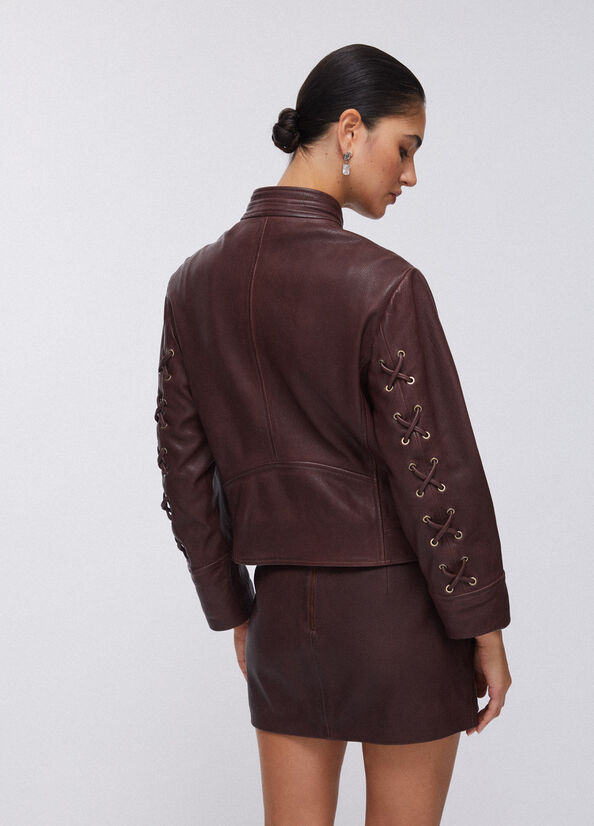 Giacca in pelle con stringhe