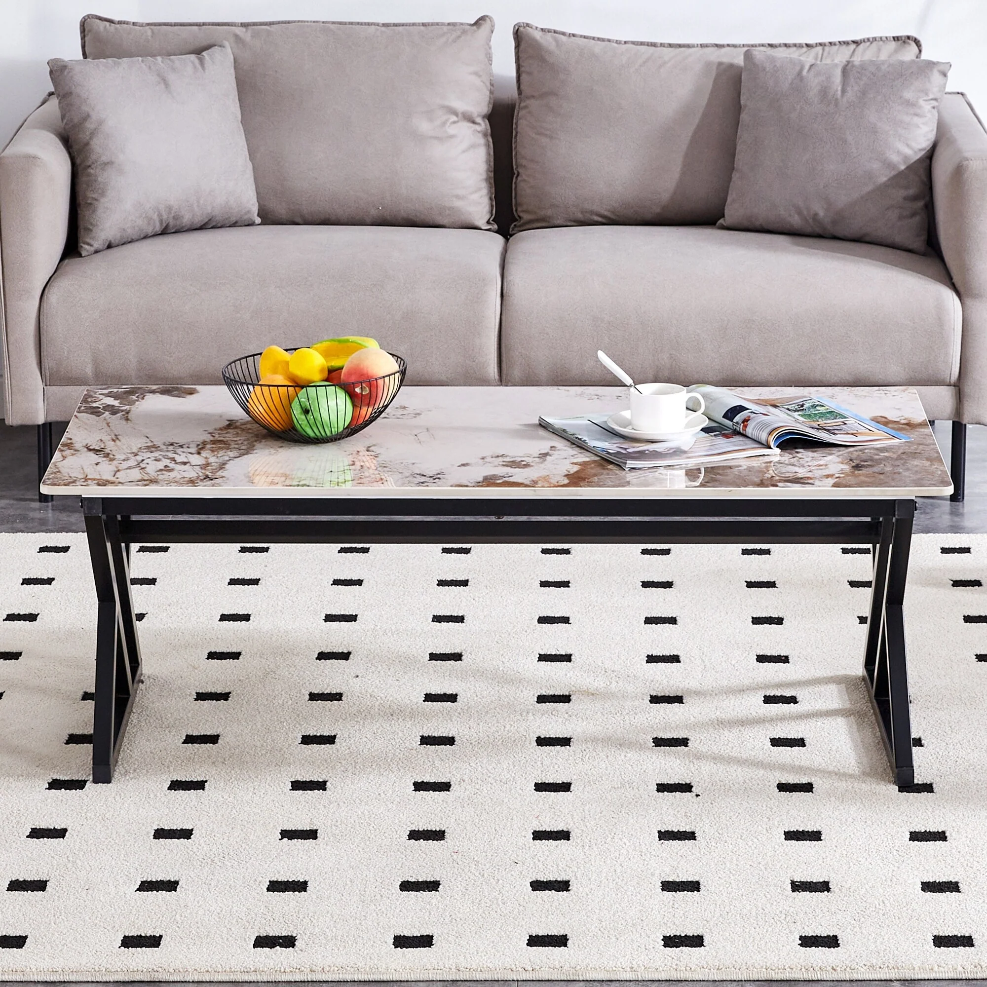 A Coffee Table Is Made Of Rock Slab Material