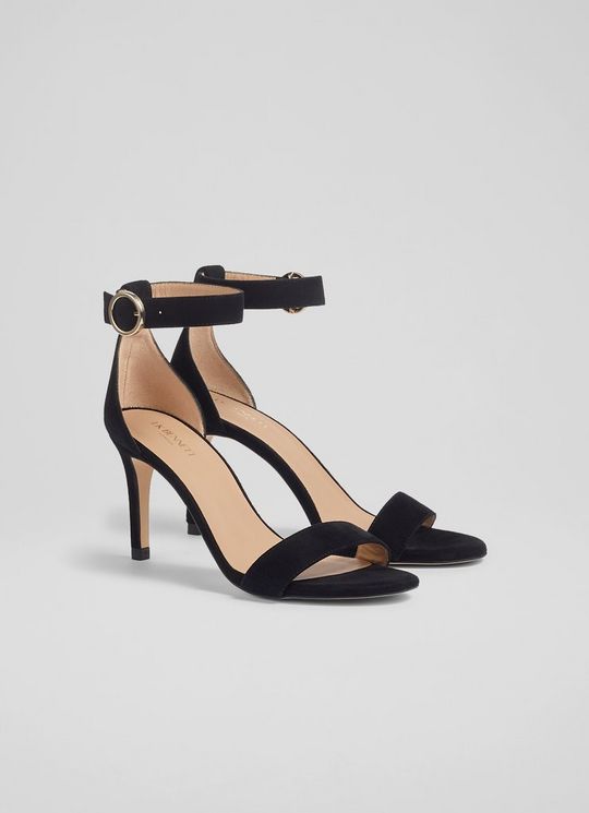 Ivy Black Suede Single Strap Sandals