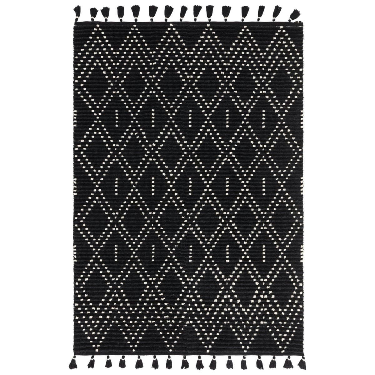 NEDJ - Tapis de salon en laine noir 120x170 cm