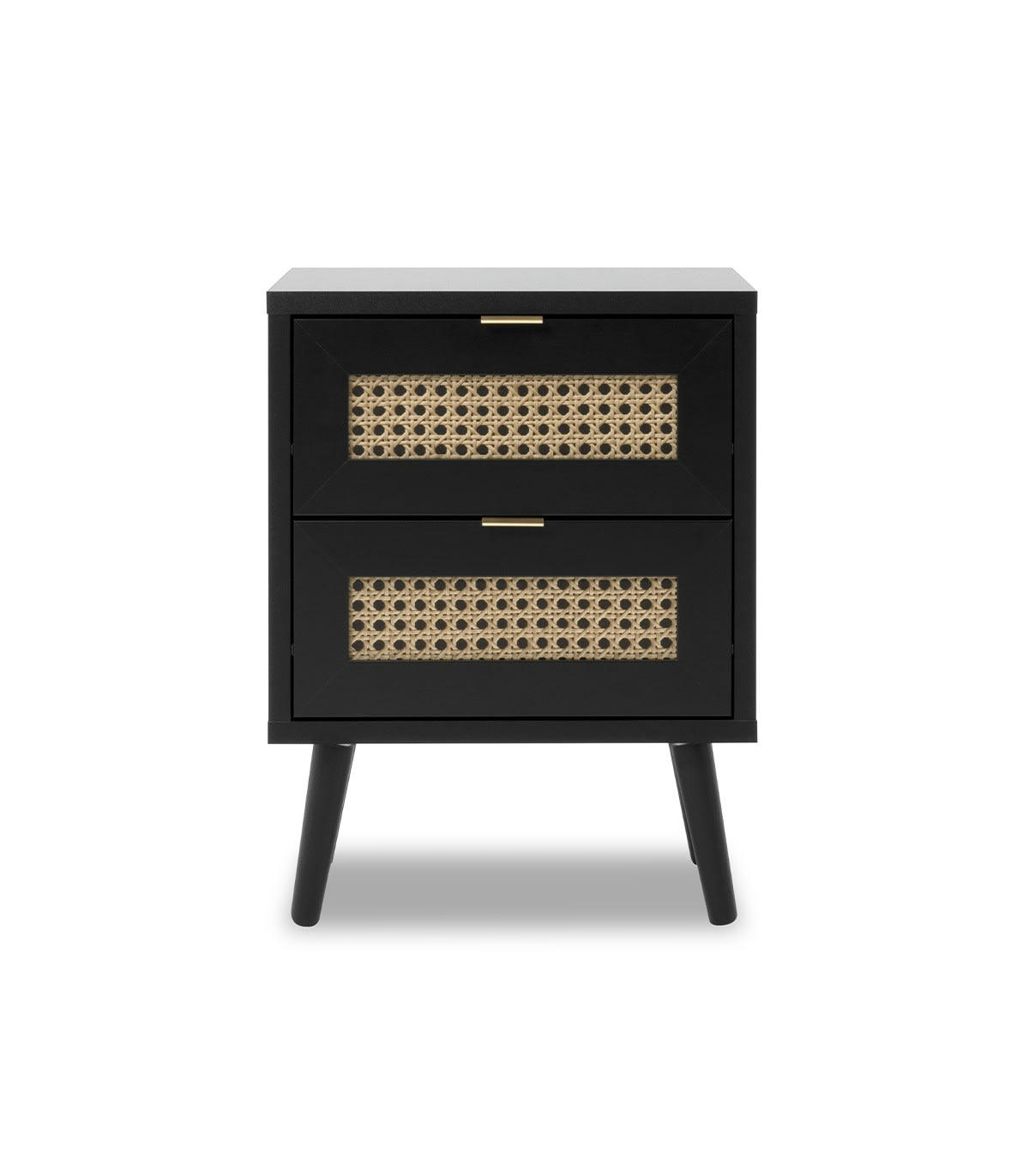 VILLA - Table de chevet 2 tiroirs impression cannage - L40 cm