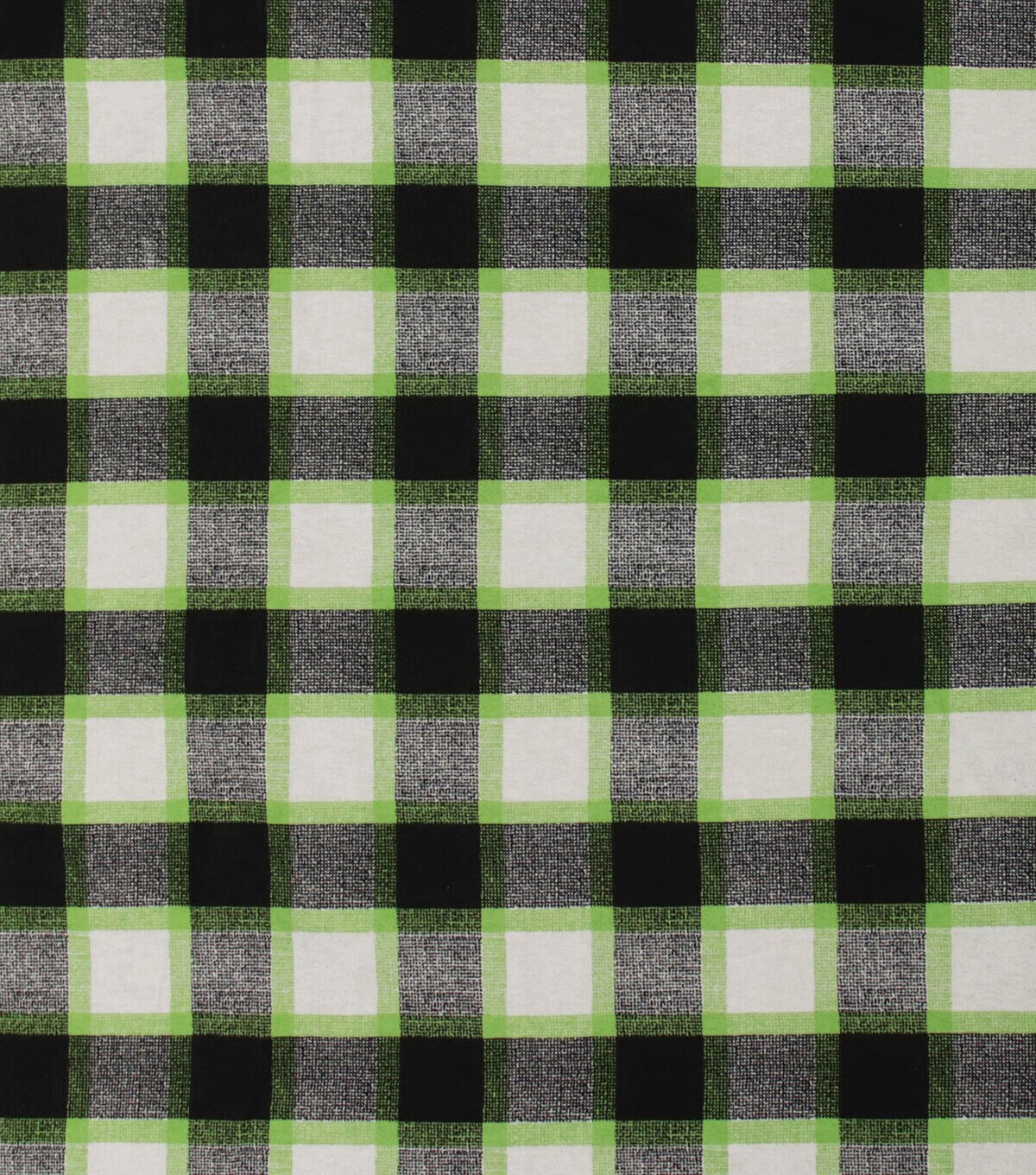 Green Black Textured Check Super Snuggle Flannel Fabric