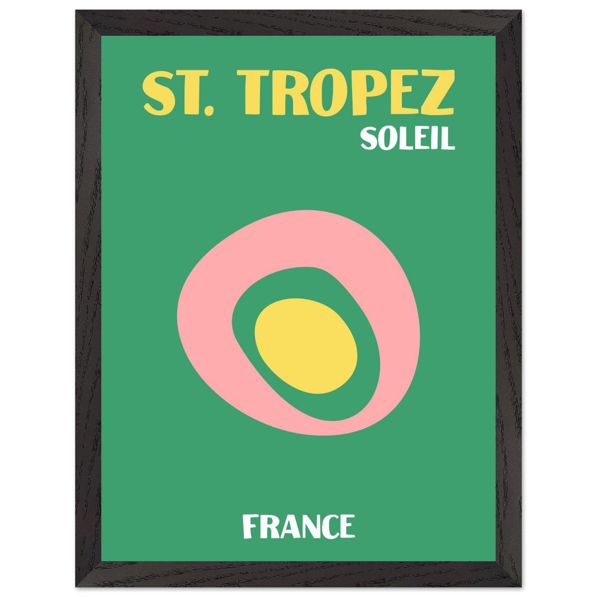 Artfulprints Poster met Lijst Frankrijk - St. Tropez  - 30x40 cm - Groen
