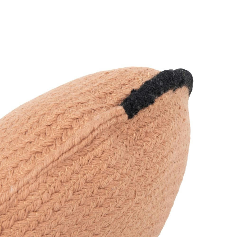 RODY - Coussin rond en coton recyclé et laine beige et noir D35