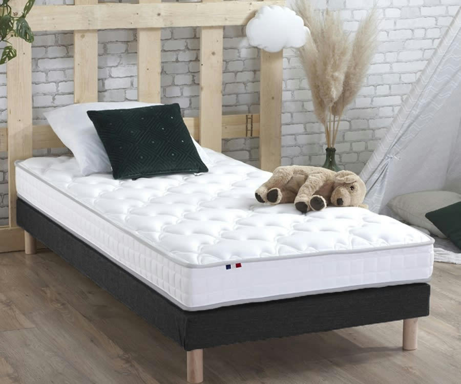 ENSEMBLE ESSENCE - Ensemble matelas mousse et latex sommier noir 90x190