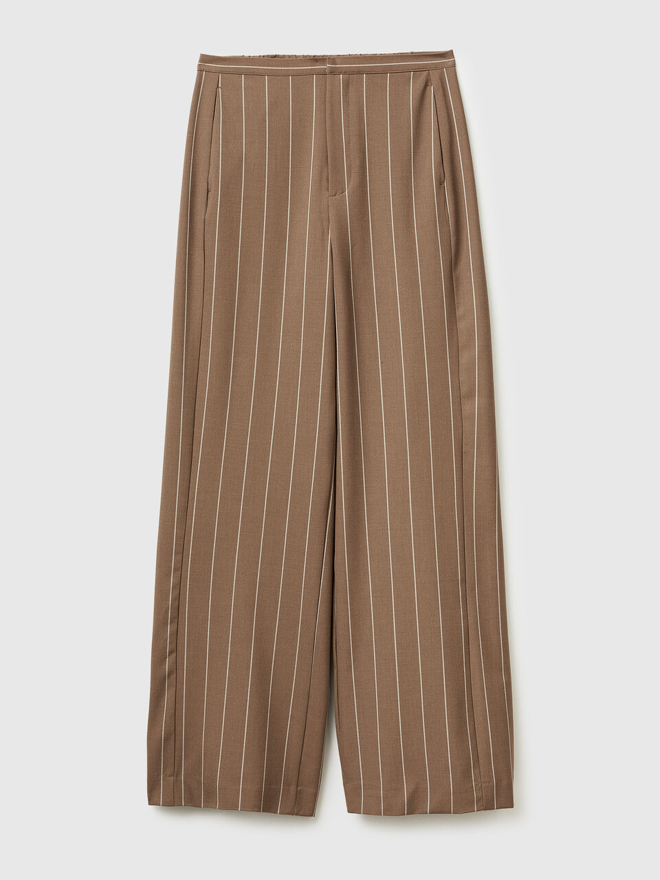 Wide-leg pinstriped trousers