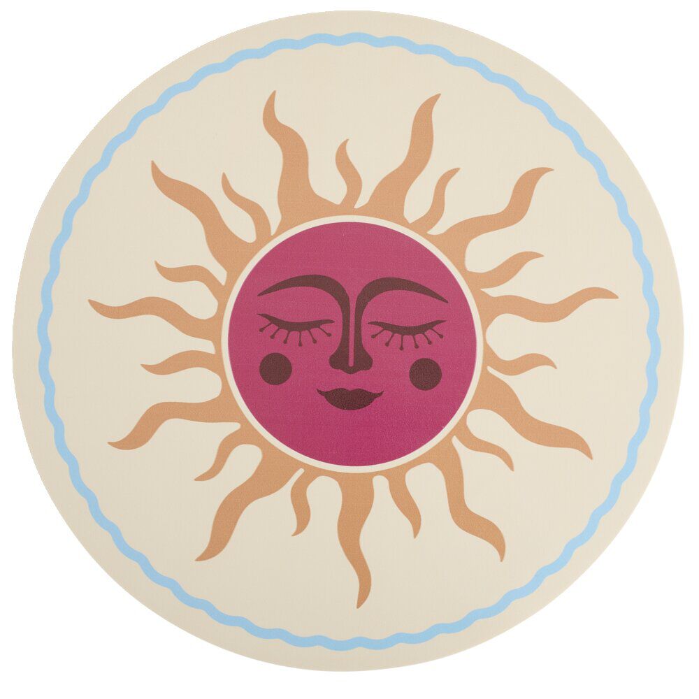 Set de table rond Indie plastique motif soleil rouge et bleu Ø35cm