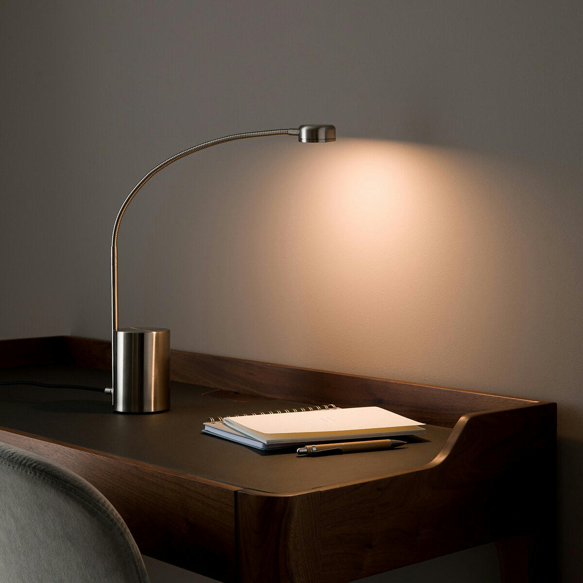 Lampe flexible nickel satiné, Gino