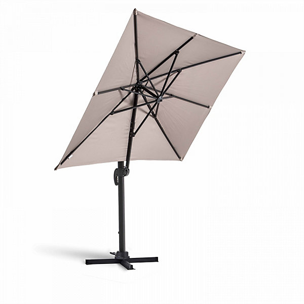 Parasol déporté inclinable et rotatif 2x3m en aluminium taupeOviala