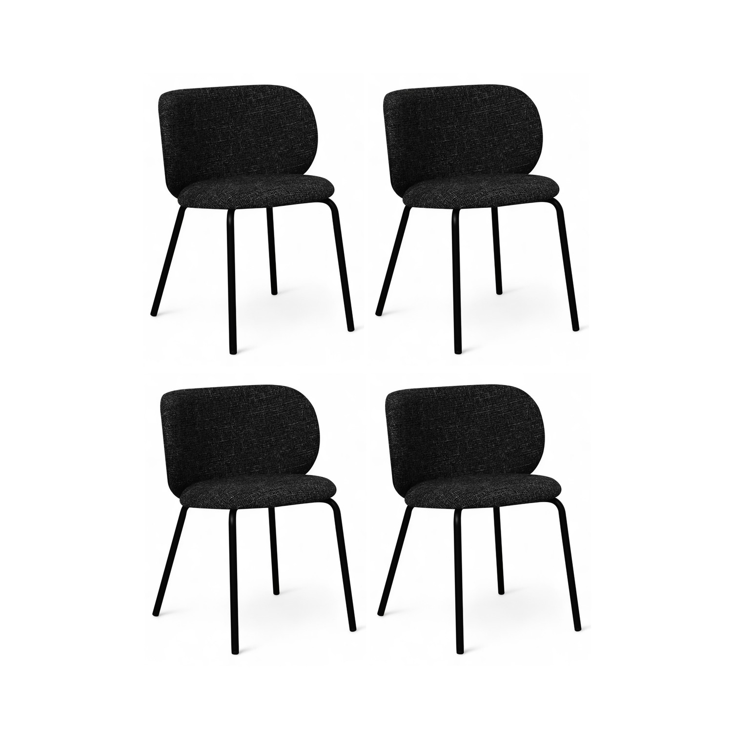 Furnhouse eetkamerstoel Nanna - Zwart - Stof (Bouclé) - Set van 4