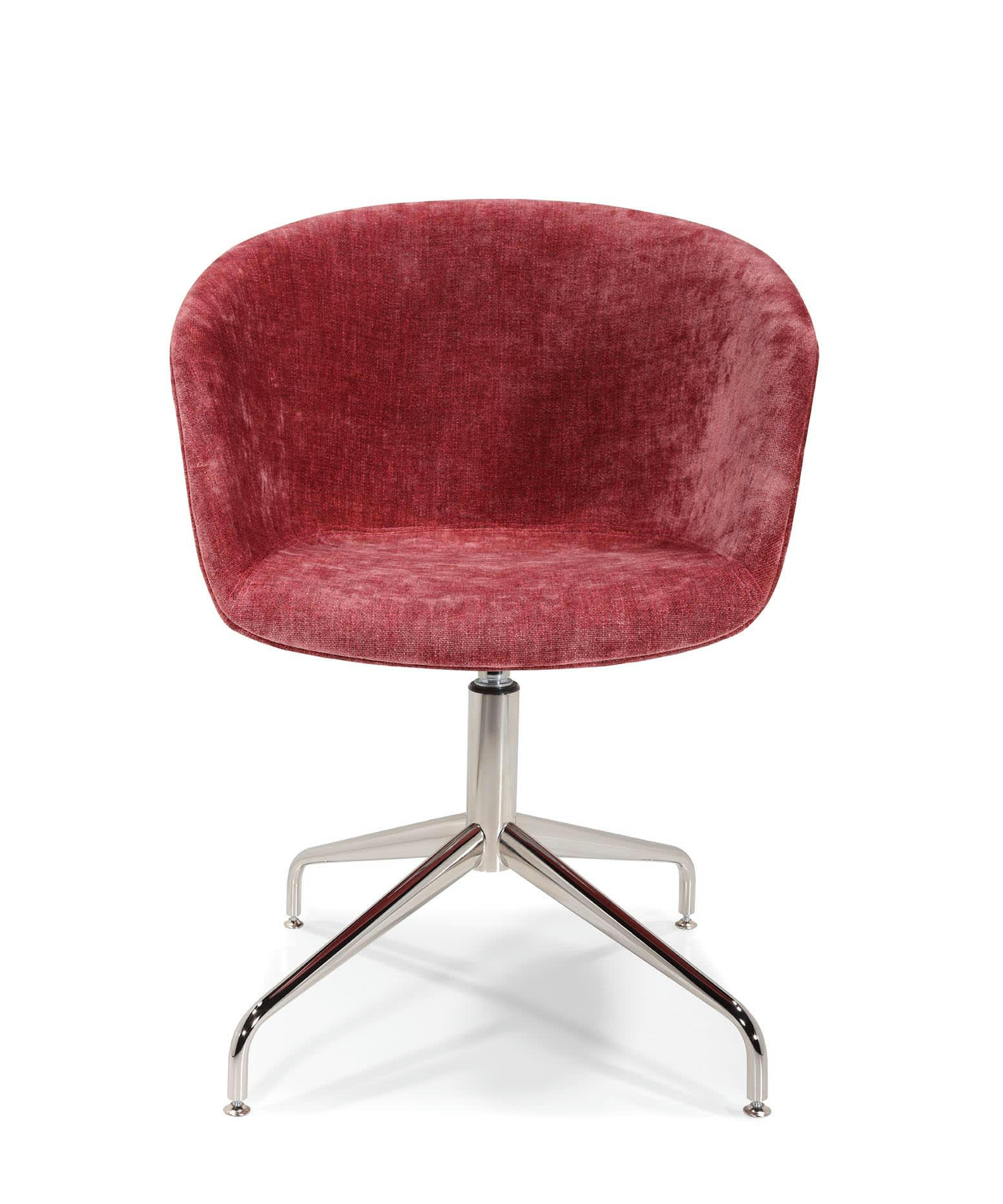 SENO E - Chaise en métal chromé et velours rouge