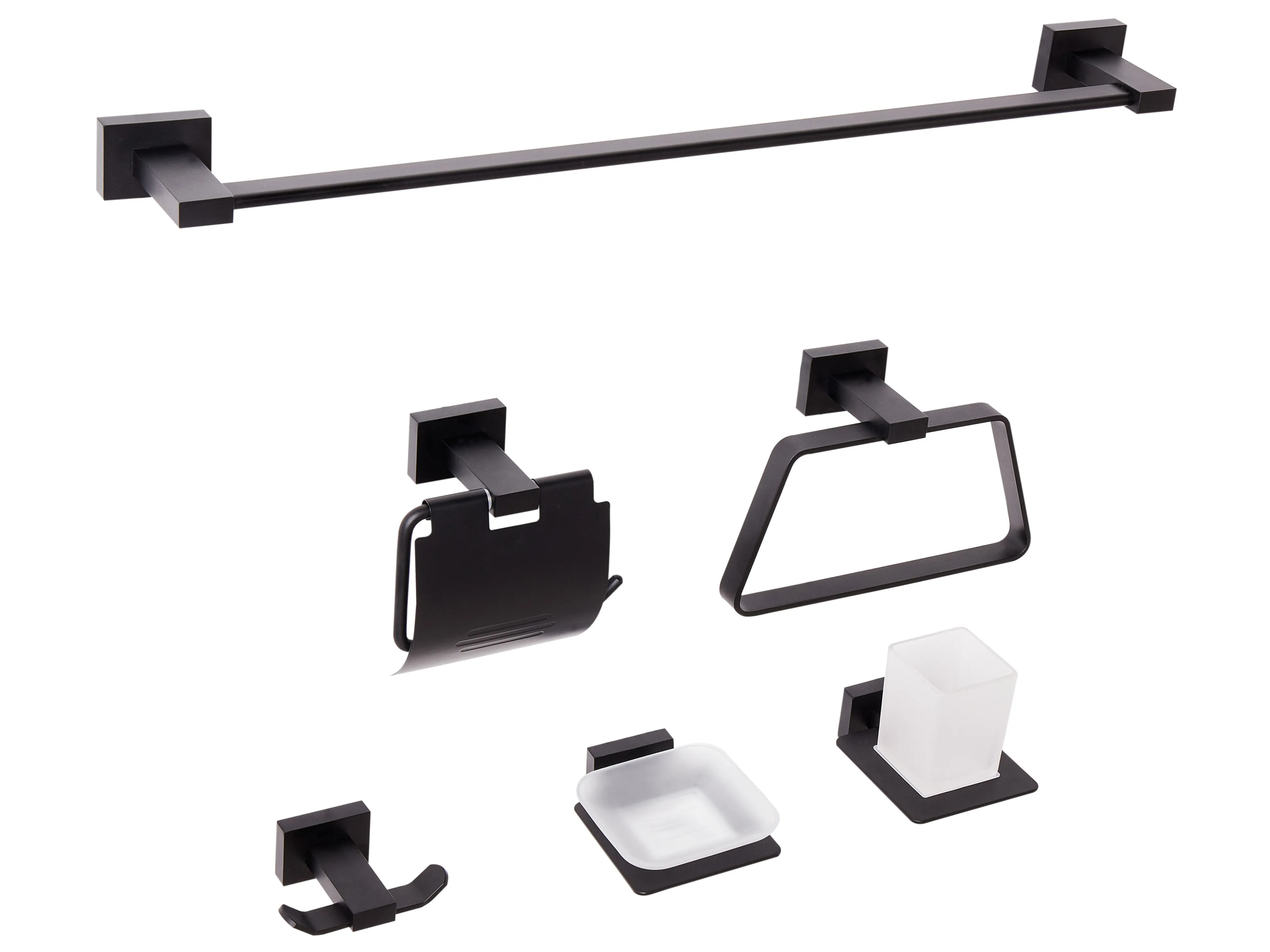 6-Piece Bathroom Hardware Set RIOHACHA with Towel Bars and Hooks Black