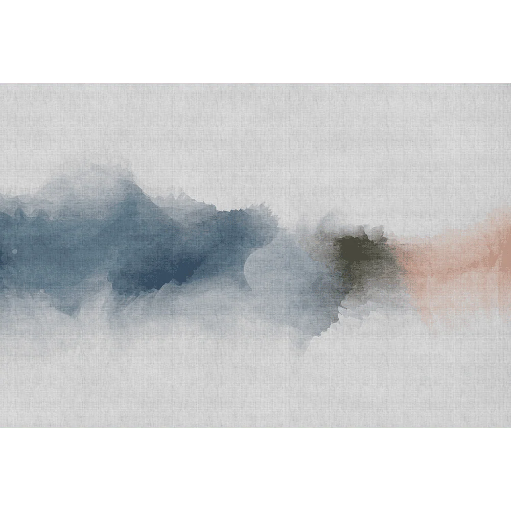 Papier peint panoramique XL INKY 400 x 270 cm bleu ciel et rouge orangé