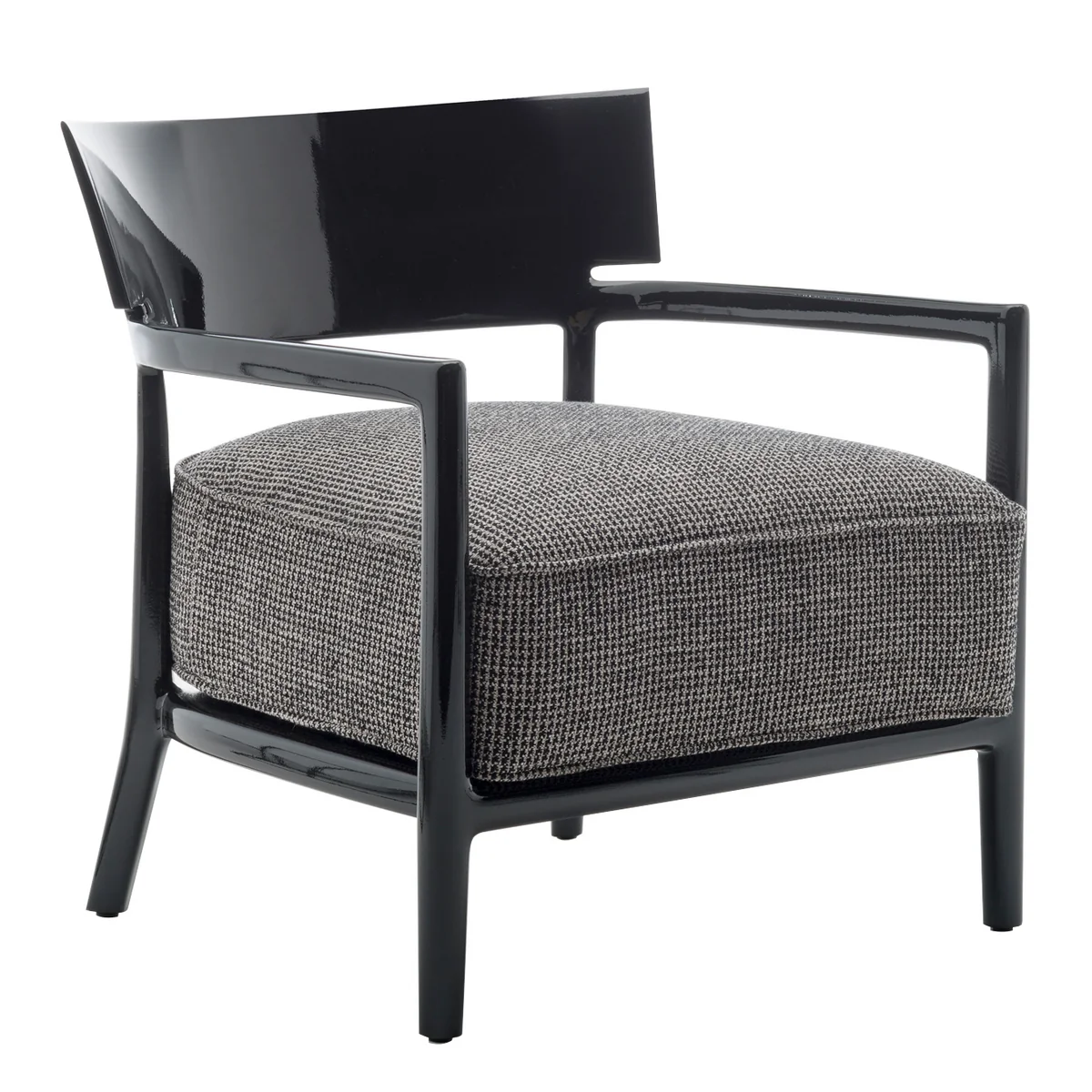 Kartell - Cara Sessel, Gestell schwarz / Bezug schwarz-beige