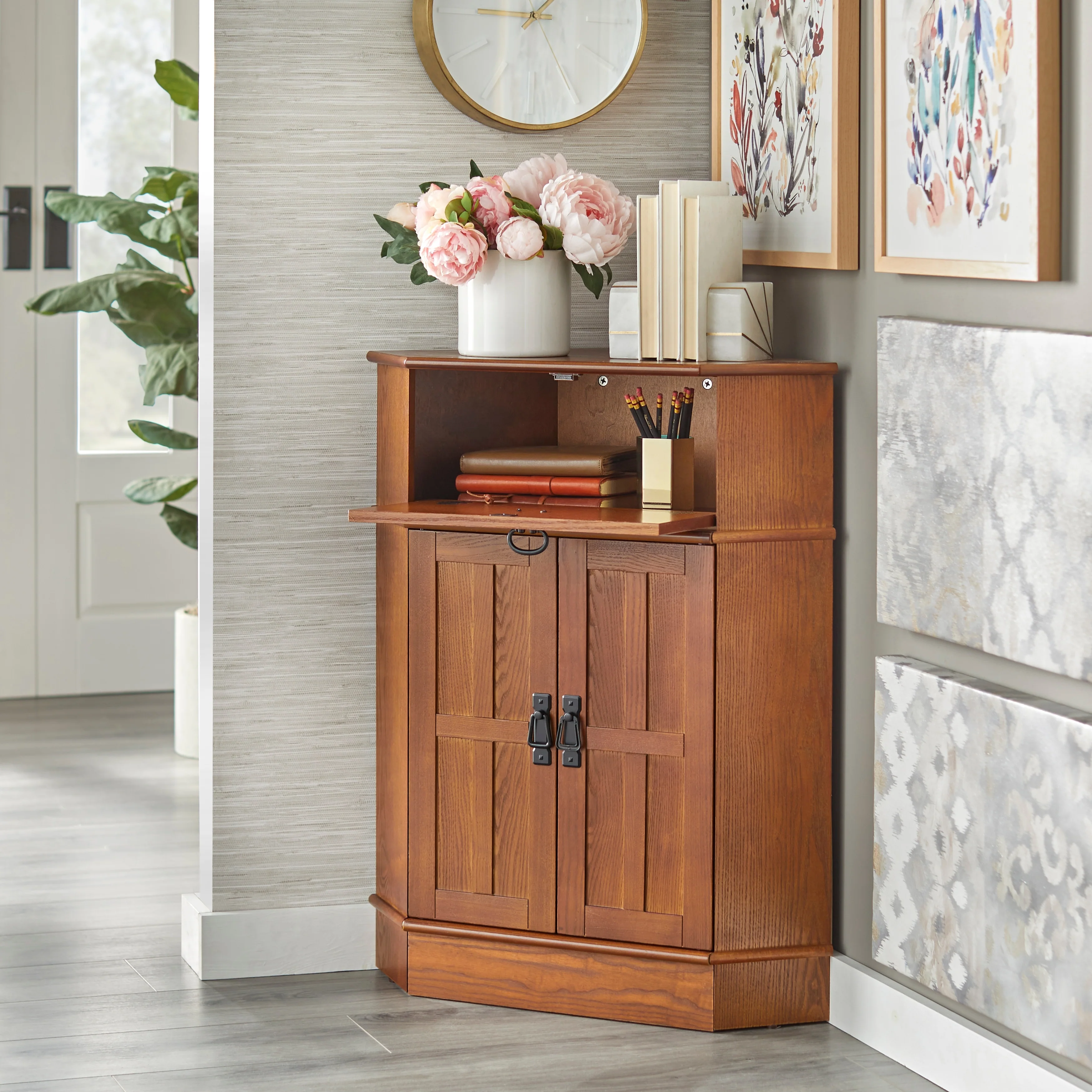 Simple Living Mission Wood Corner Cabinet - 34h x 24w x 18l