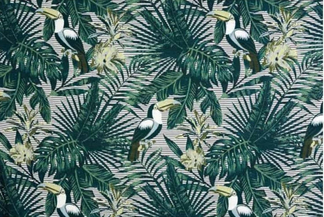 - Rideau ambiance tropicale motif toucan vert 135x255cm