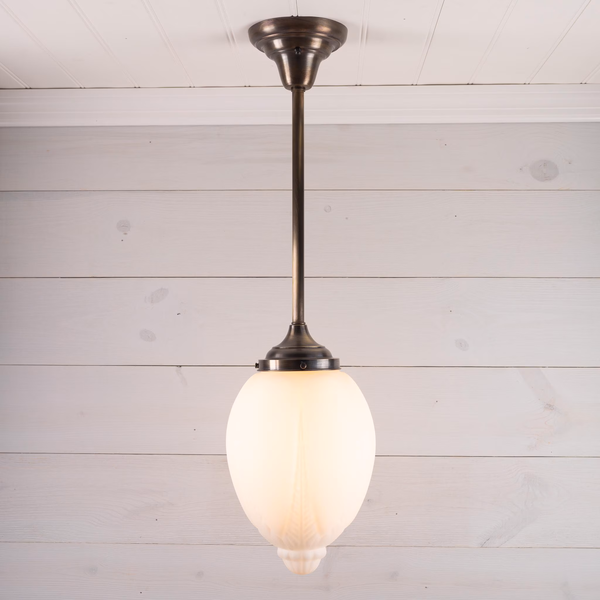 Art Deco Embossed Teardrop Shape School House Style Hanging Fixture Shaped Globe Pendant Fixture