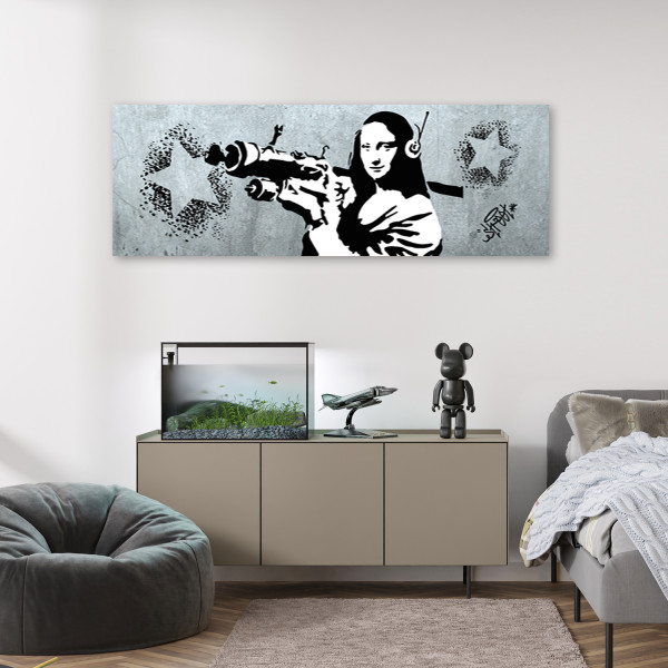 Feeby Obraz na płótnie, Banksy Mona Lisa i Bazooka 90x30