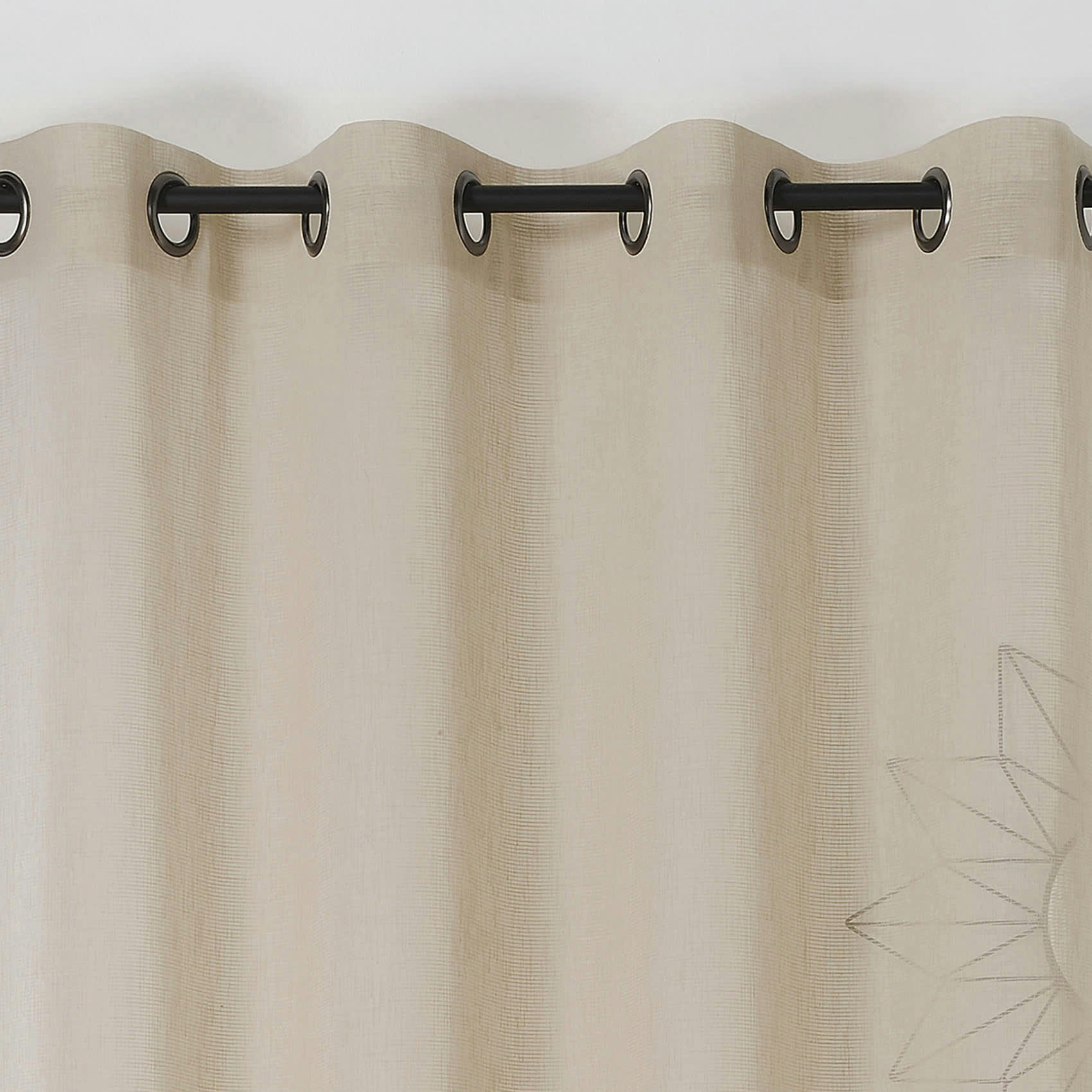 - Voilage  -  - effet de rayures polyester beige 145x240 cm