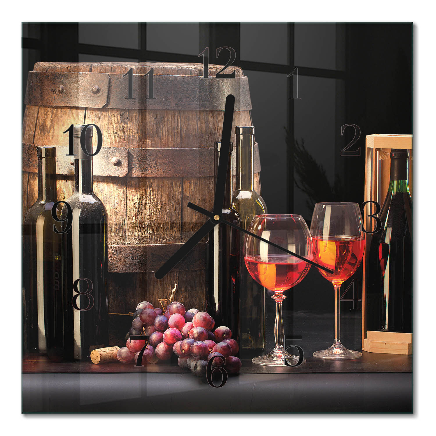 Zegar premium 30x30 Beczka na Wino zegar ścienny